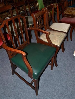 Lot 512 - A pair of oak framed Gothic-style dining chairs, pair of walnut dining chairs and six modern chairs