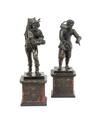 Lot 229 - A Pair of French Bronze Figures of Peddlers,...