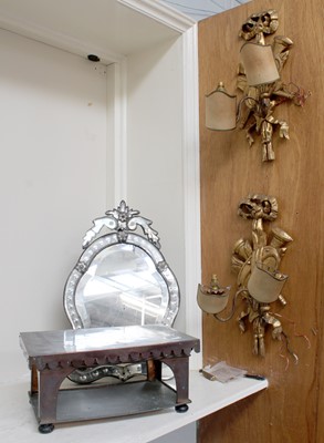 Lot 28 - A Venetian Style Frameless Easel Back Mirror,...