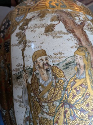 Lot 144 - A Pair of Japanese Satsuma Earthenware Vases,...