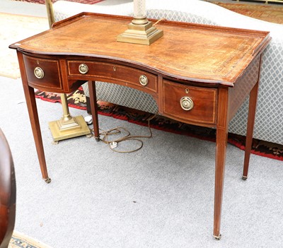 Lot 1440 - An Edwardian Mahogany and Inlaid Leather Top...