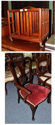 Lot 518 - A mahogany elbow chair and a reproduction mahogany Canterbury