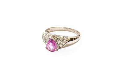 Lot 440 - An 18 Carat White Gold Synthetic Pink Sapphire...