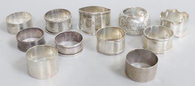 Lot 109 - A Collection of Assorted Silver Napkin-Rings,...