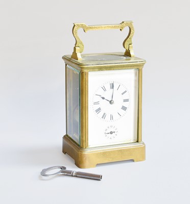 Lot 262 - A French Brass Carriage Alarm Timepiece, circa...