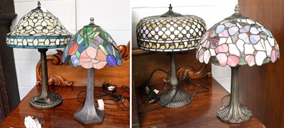 Lot 1361 - Four Modern Table Lamps, with Tiffany-style...