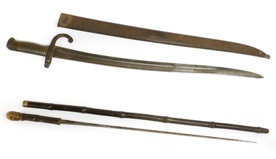 Lot 256 - A 19th Century Bamboo Swordstick, the 61cm...