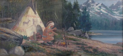 Lot 1009 - Henri Moreau (1869-1943) "The Lone Pine Wigwam"...