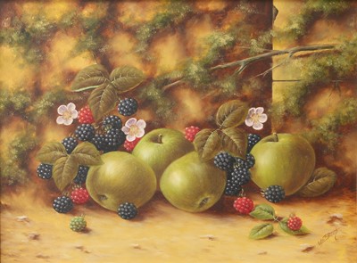 Lot 1050 - John F Smith (b.1934) Still life of apples,...