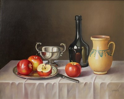 Lot 1038 - Andras Gombar (b.1946) Still life of apples,...