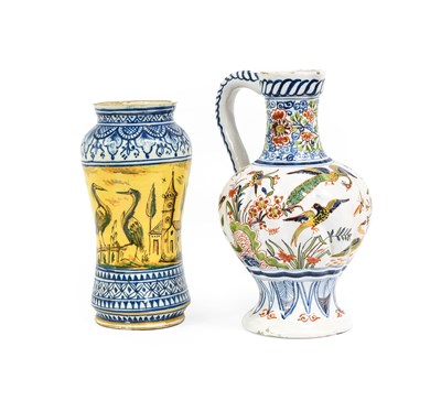 Lot 83 - A Delft Ewer, 19th century, writhen moulded...