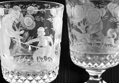 Lot 2 - A Pair of Cut Glass Goblets, 20th century, the...