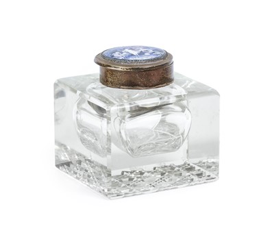 Lot 183 - An Edwardian Silver-Mounted Glass Inkwell,...