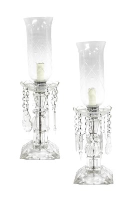 Lot 184 - A Pair of Cut Glass Table Lamps, in Regency...