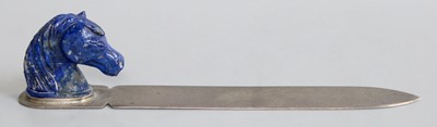 Lot 98 - A Chilean Silver Lapiz Lazuli Paper-Knife,...