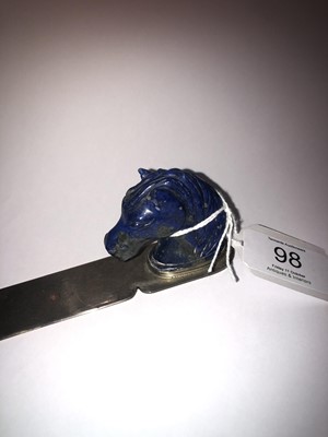 Lot 98 - A Chilean Silver Lapiz Lazuli Paper-Knife,...