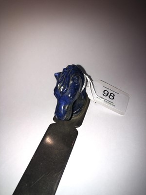 Lot 98 - A Chilean Silver Lapiz Lazuli Paper-Knife,...