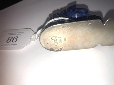 Lot 98 - A Chilean Silver Lapiz Lazuli Paper-Knife,...