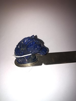 Lot 98 - A Chilean Silver Lapiz Lazuli Paper-Knife,...