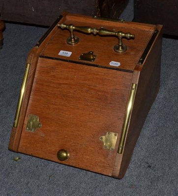 Lot 538 - Oak coal box with brass fittings