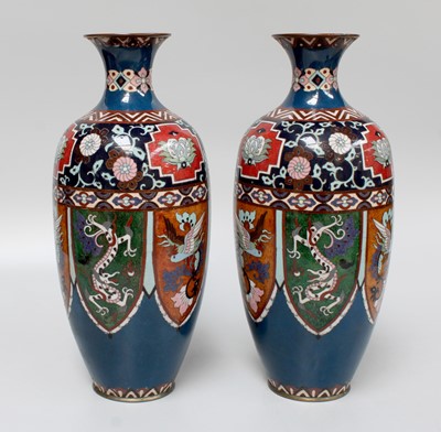 Lot 43 - A Pair of Early 20th Century Cloisonne Vases,...