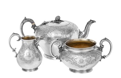 Lot 2068 - A Three-Piece Victorian Silver Tea-Service