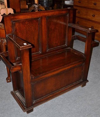 Lot 541 - Edwardian oak hall seat