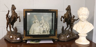 Lot 322 - A Pair of Spelter Marley Horses, each 43cm...