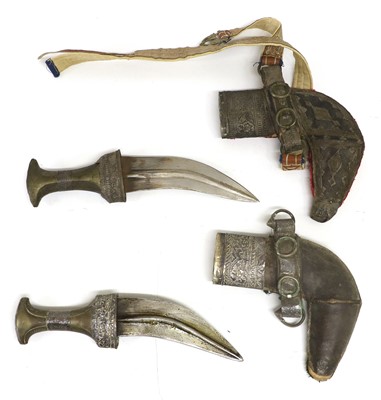 Lot 259 - Two Arab Jambiyas, each with curved steel...