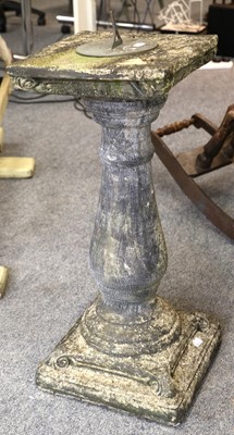 Lot 1279a - A Weathered Composition Sundial on Pedestal,...