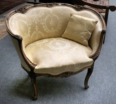 Lot 1416 - A French Style Walnut Framed Love Seat, 97cm...