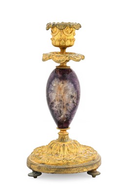 Lot 632 - A Gilt-Metal-Mounted Blue John Candlestick,...