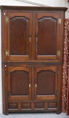 Lot 1432 - A George III Oak Standing Corner Cupboard,...