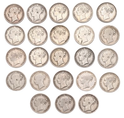 Lot 114 - Victoria, Shilling Group, 23 coins in total,...