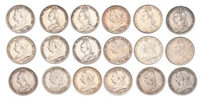 Lot 115 - Victoria, Shilling Group, 18 coins, all...