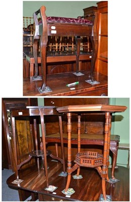 Lot 561 - Two Victorian octagonal tables and piano stool with cabriole legs