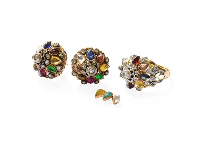 Lot 353 - A Multi-Gem Set Ring, stamped ‘18K’, finger...