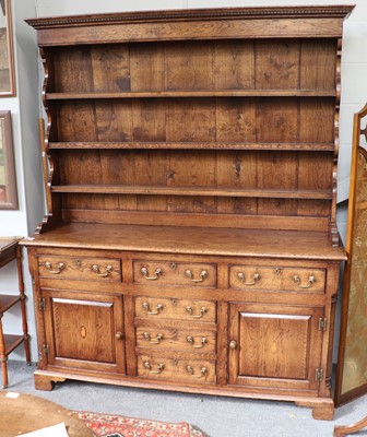 Lot 1352 - A Reproduction Oak Dresser and Rack, maker...