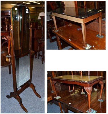 Lot 567 - Marble topped coffee table, a cheval mirror and a reproduction coffee table