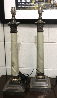 Lot 1394 - A Pair of Modern Marble and Silver Plated...