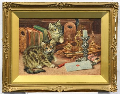 Lot 577 - Wilson Hepple (1854-1937) Two tabby kittens...