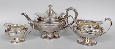 Lot 136 - A Three-Piece Edward VII Silver Tea-Service,...