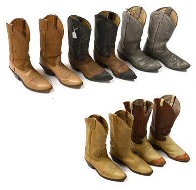 Lot 2054 - Five pairs of American Cowboy Boots with...