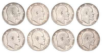 Lot 122 - 8x Edward VII, Halfcrowns, comprising; 1902,...