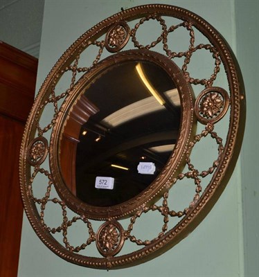 Lot 572 - Circular convex wall mirror