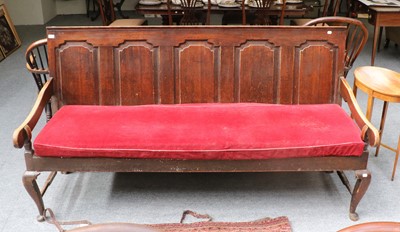 Lot 1428 - An 18th Century Five Panel Oak Settle (later...