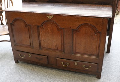 Lot 1413 - An 18th Century Oak Three Panel Mule Chest,...