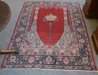 Lot 1084 - Tabriz Prayer Rug, the raspberry field with...