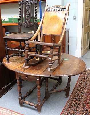 Lot 1344 - An 18th Century Oak Gate Leg Table, A...