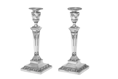 Lot 2087 - A Pair of Victorian Silver Candlesticks